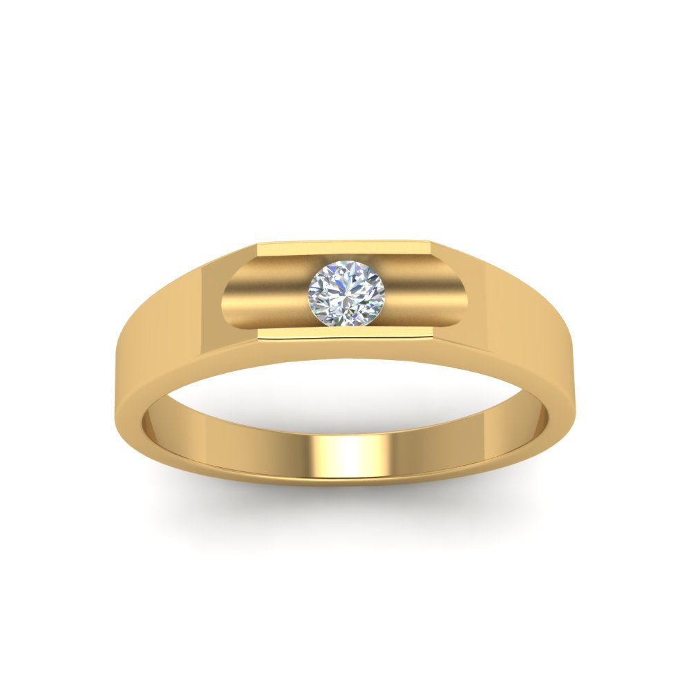 Half Bezel Solitaire Mens Diamond Ring