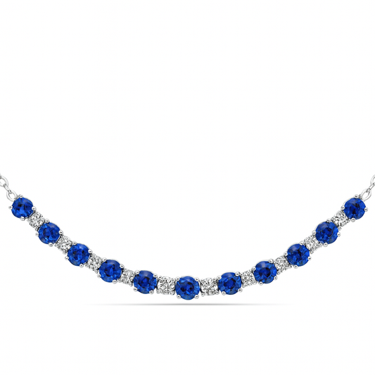 18K White Gold Blue Sapphire Pendant, 3.4ct