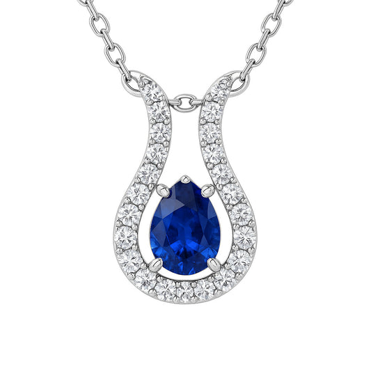 Handmade 18K White Gold Blue Sapphire Pendant, 0.91ct