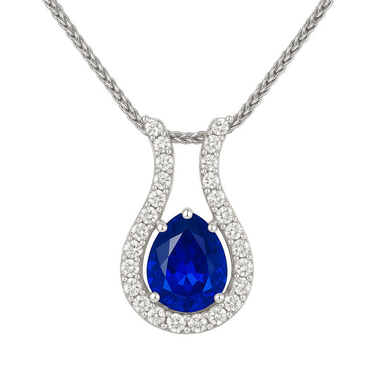 Handmade 18K White Gold Blue Sapphire Pendant, 1.22ct
