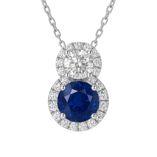 Handmade 18K White Gold Blue Sapphire Pendant, 0.85ct