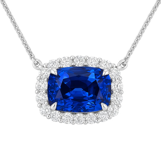 Handmade 18K White Gold Blue Sapphire Pendant, 2.67ct