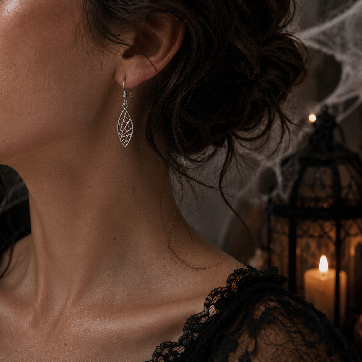 Sterling Silver Spiderweb Earrings