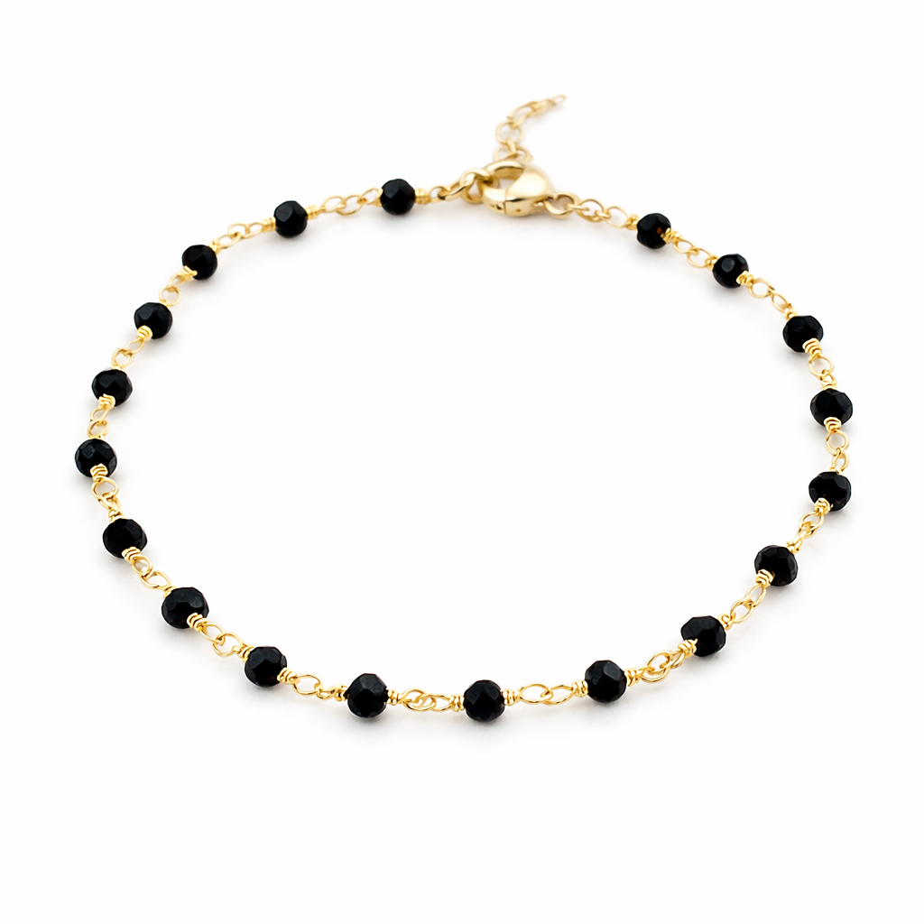Black Spinel Gemstone 14k Gold Filled Bracelet
