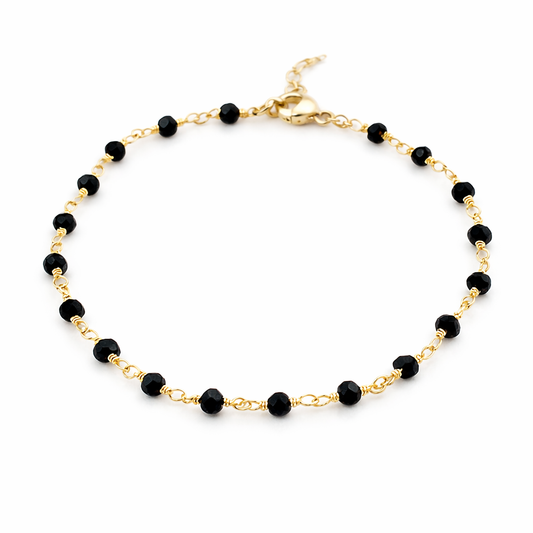 Black Spinel Gemstone 14k Gold Filled Bracelet