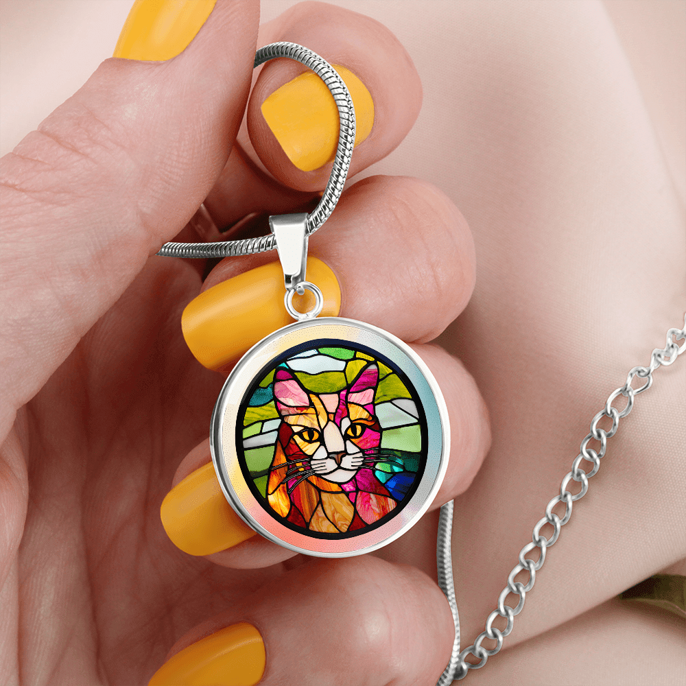 Stained Glass Kitty Necklace
