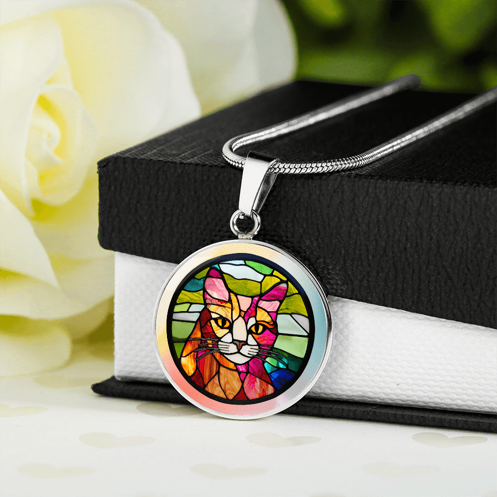 Stained Glass Kitty Necklace