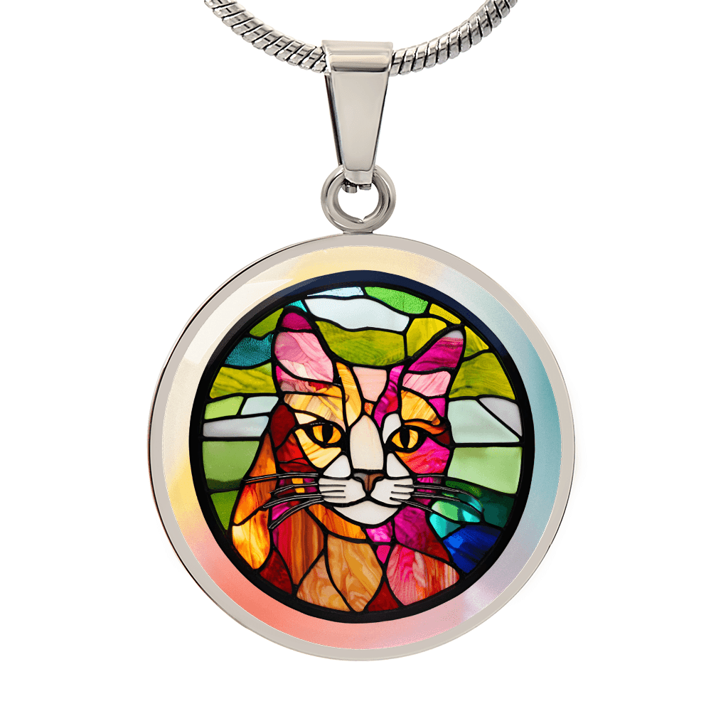 Stained Glass Kitty Necklace