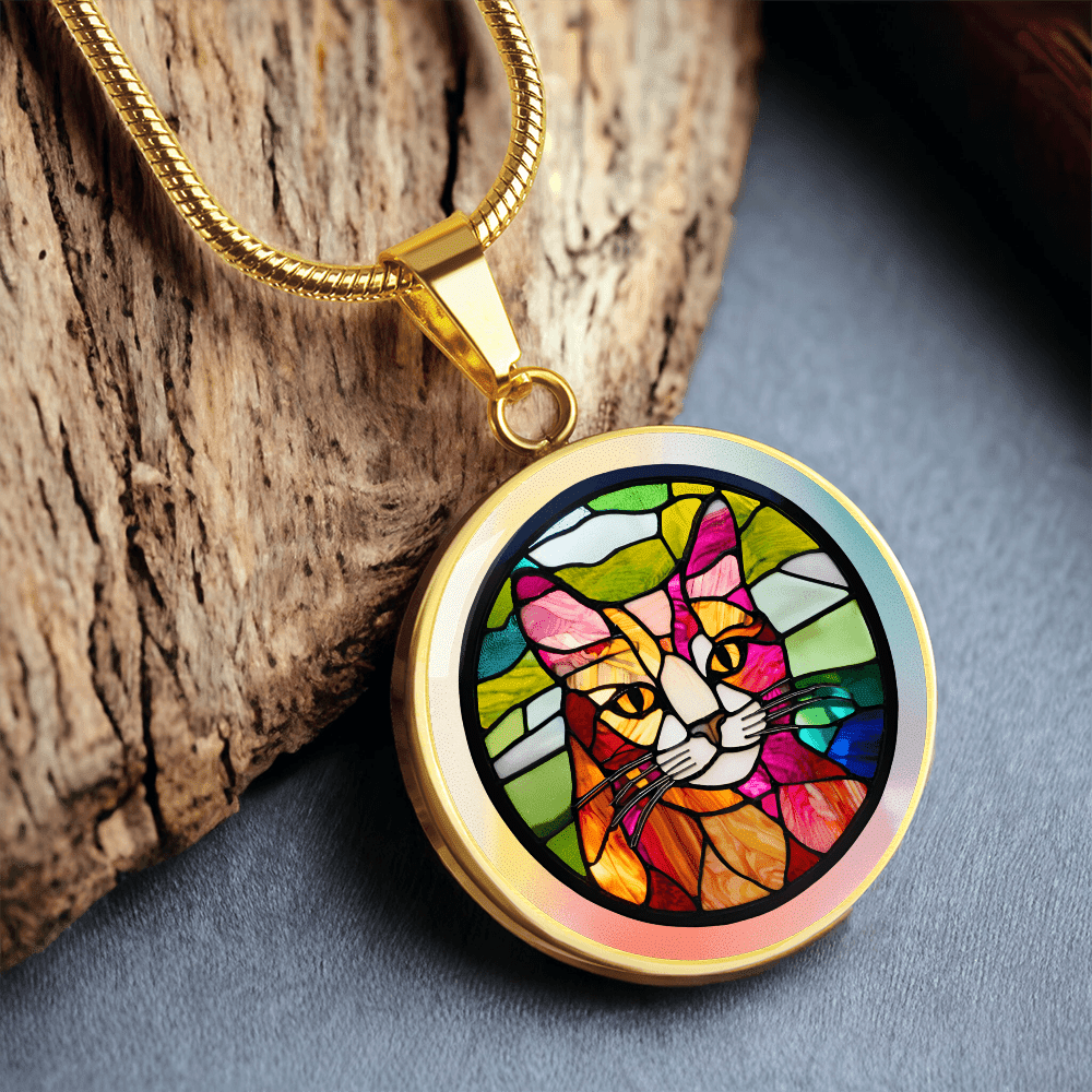 Stained Glass Kitty Necklace