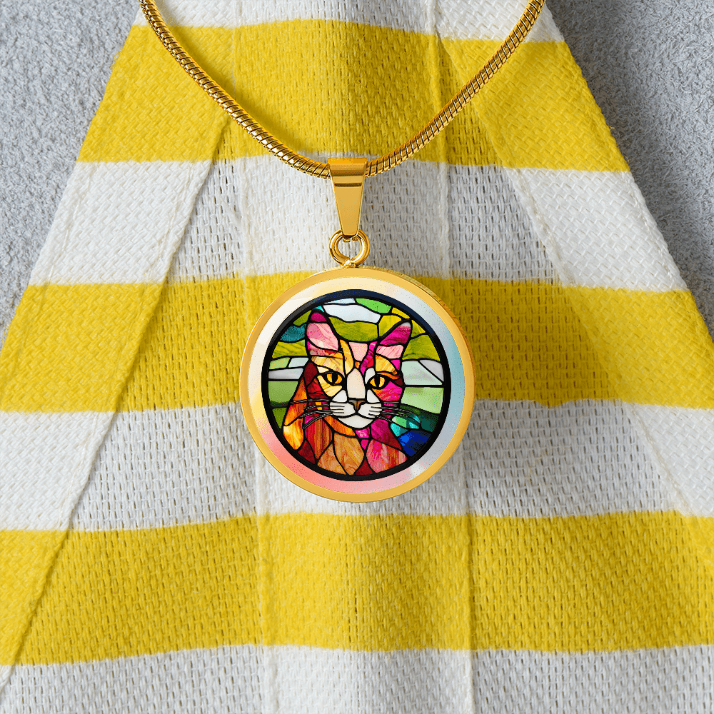 Stained Glass Kitty Necklace