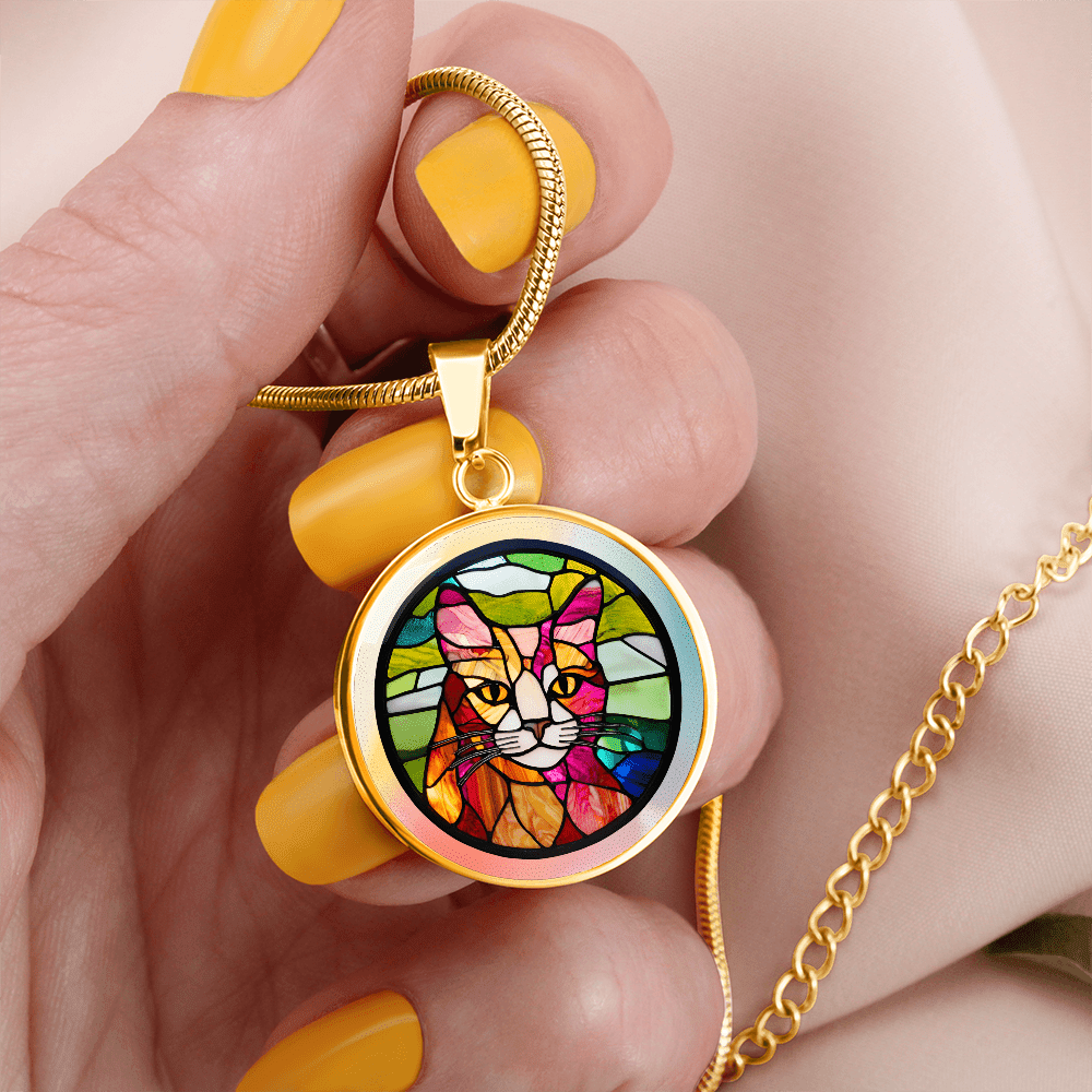 Stained Glass Kitty Necklace