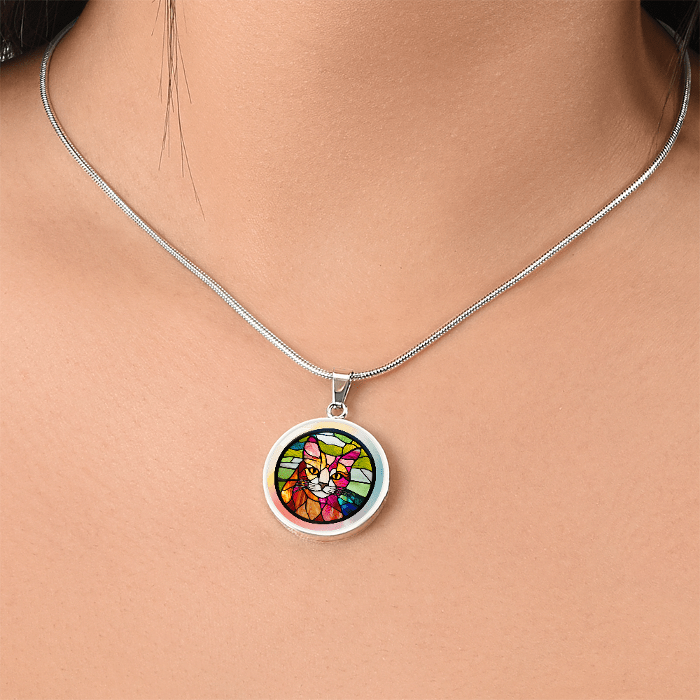Stained Glass Kitty Necklace