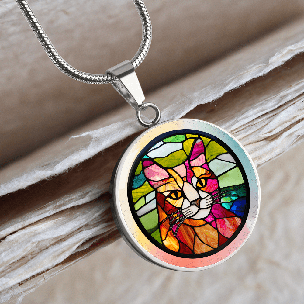 Stained Glass Kitty Necklace