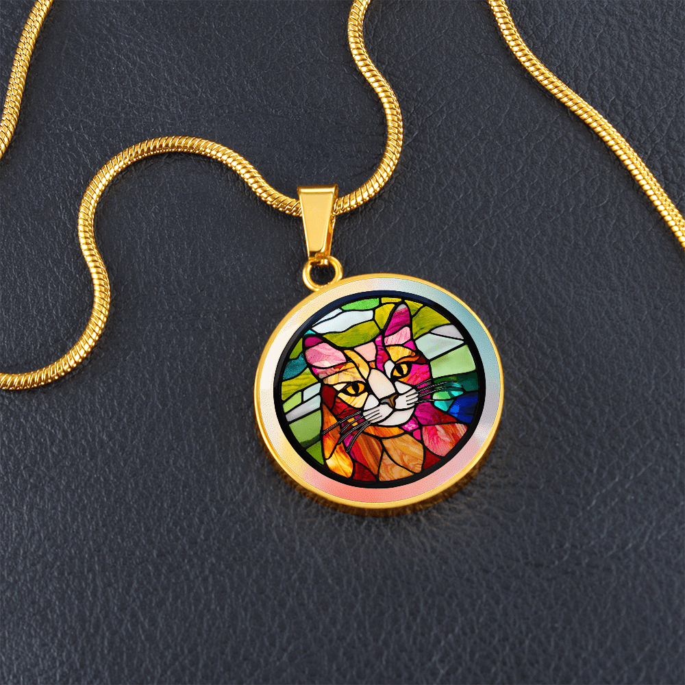 Stained Glass Kitty Necklace