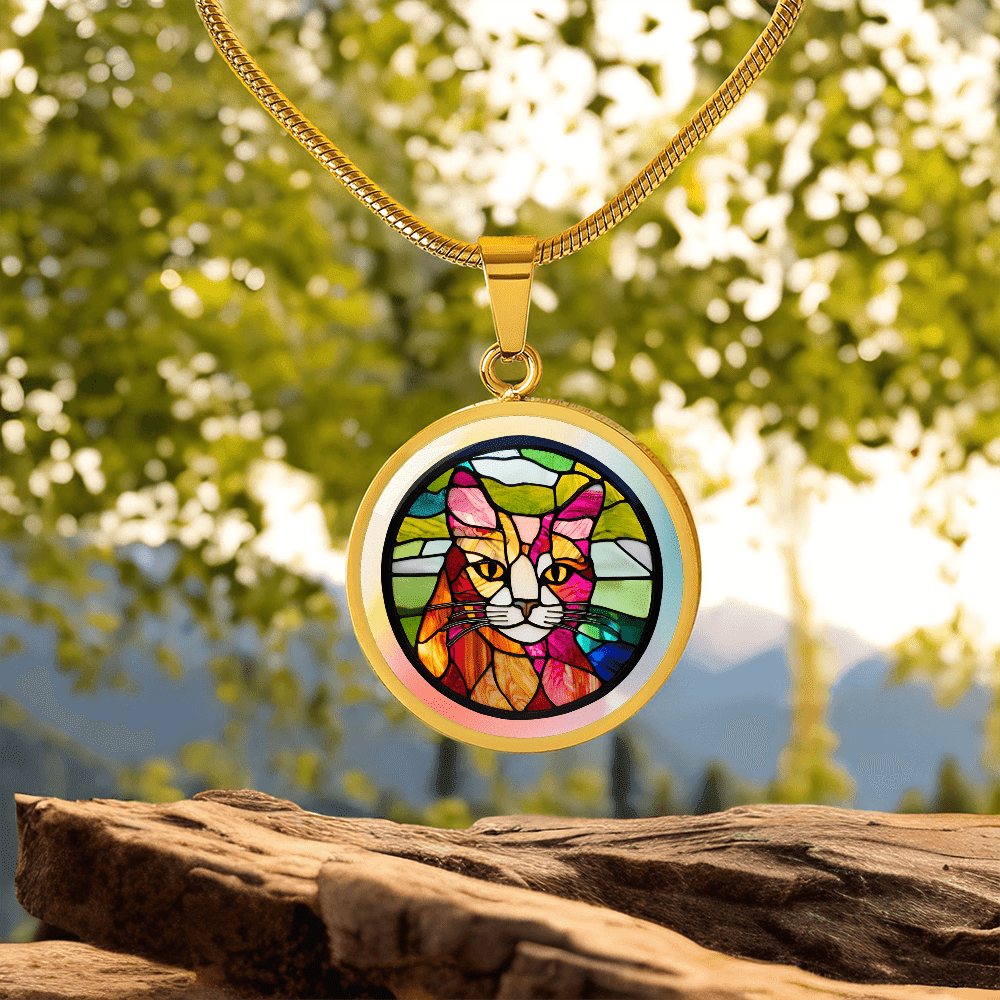 Stained Glass Kitty Necklace