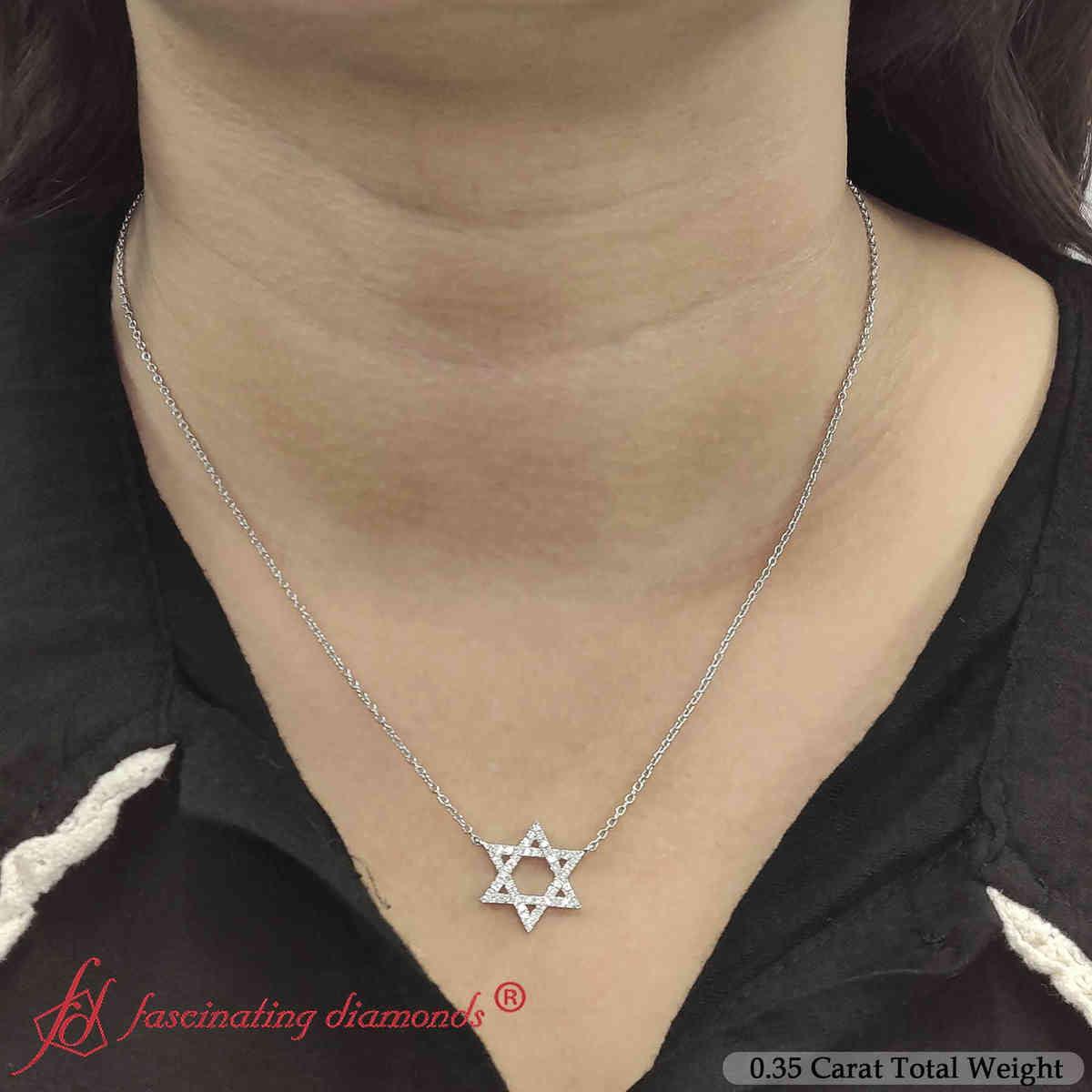 Star Of David Delicate Diamond Pendant