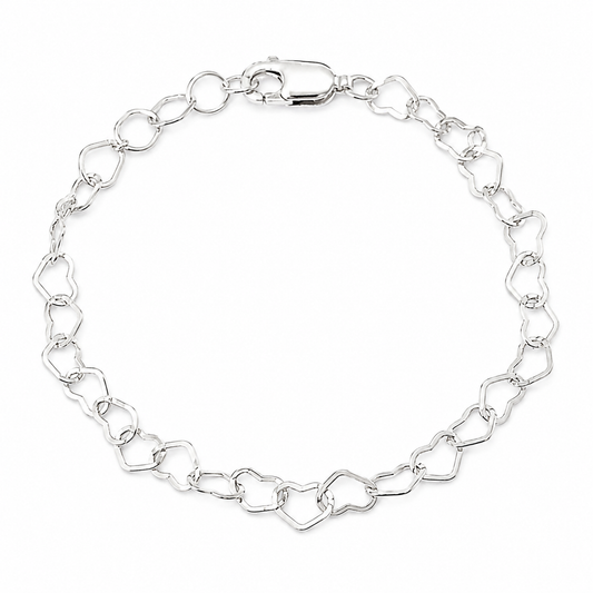 Dainty Sterling Silver Heart Chain Bracelet – Minimalist Jewelry