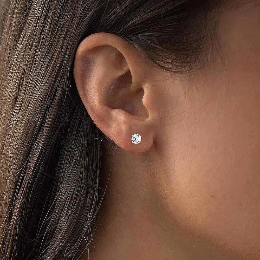 1.00 CTW Round Lab-Grown Diamond Stud Earrings in 14K White or Yellow Gold | G/VS-Clarity