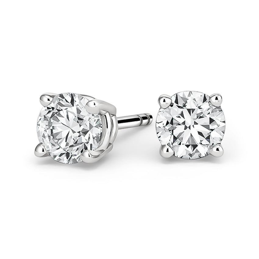 14K White Gold Diamond Stud Earrings, 0.75ct
