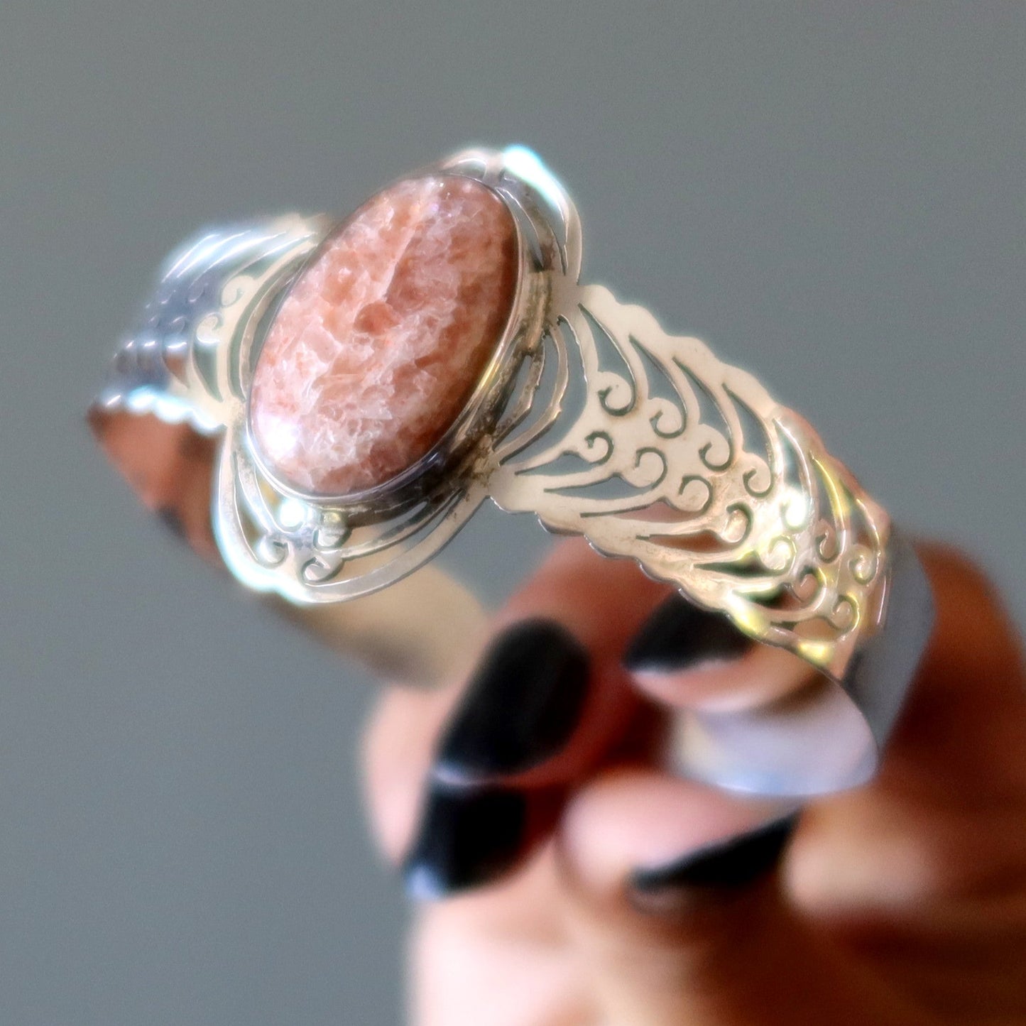 Sunstone Bracelet Cuff Embrace the Sun Sterling Silver