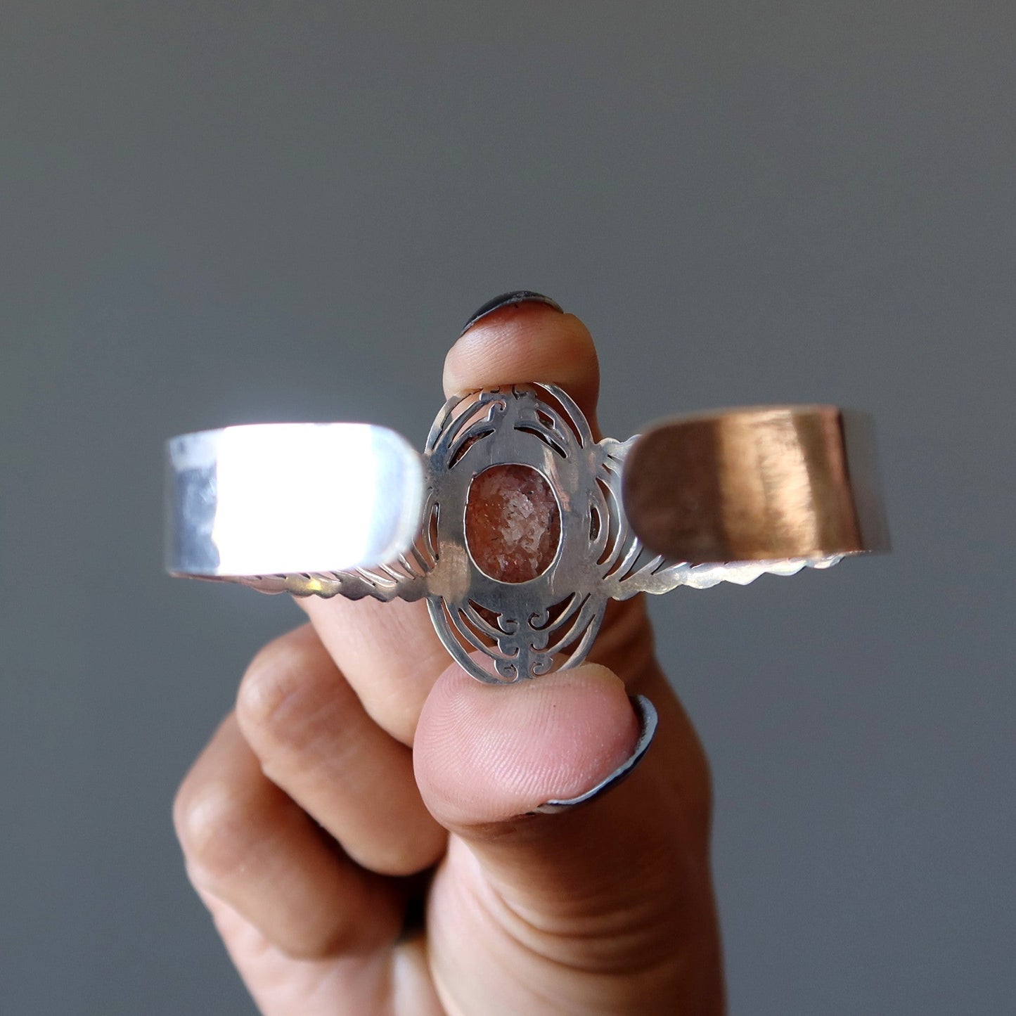 Sunstone Bracelet Cuff Embrace the Sun Sterling Silver