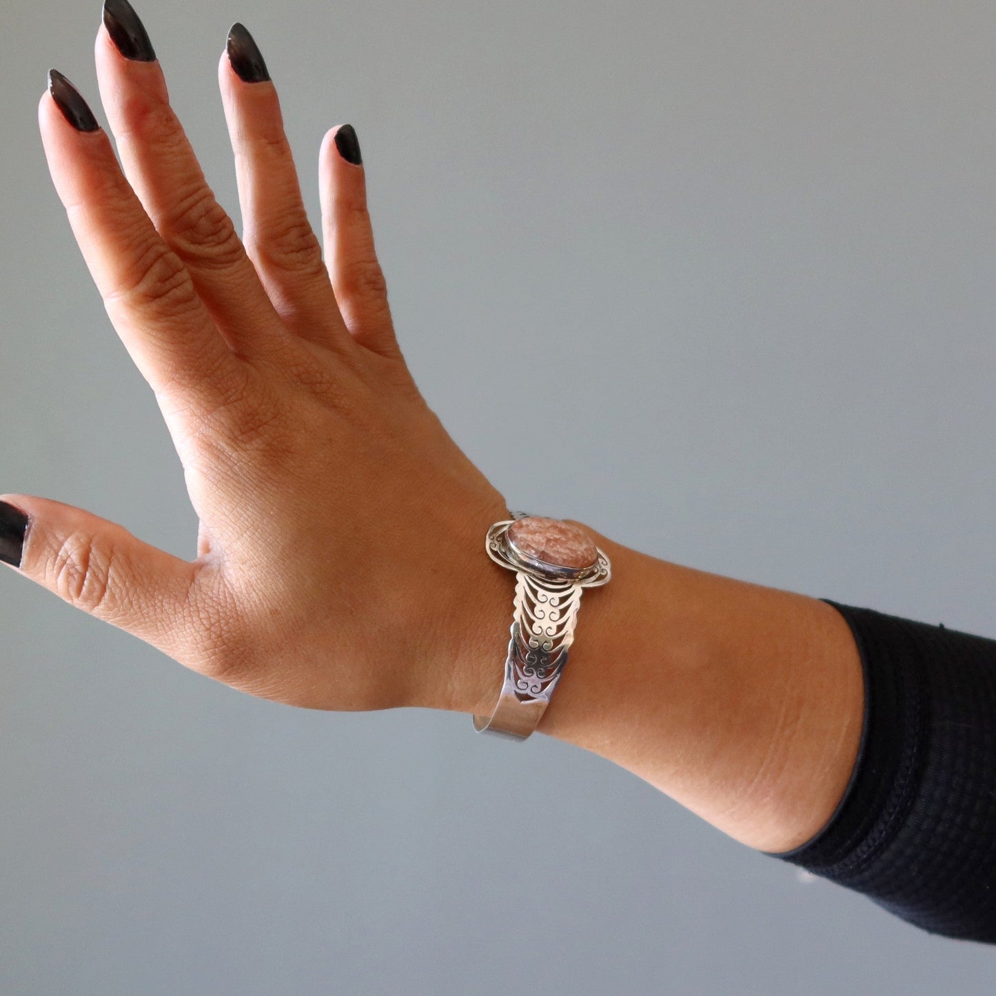 Sunstone Bracelet Cuff Embrace the Sun Sterling Silver