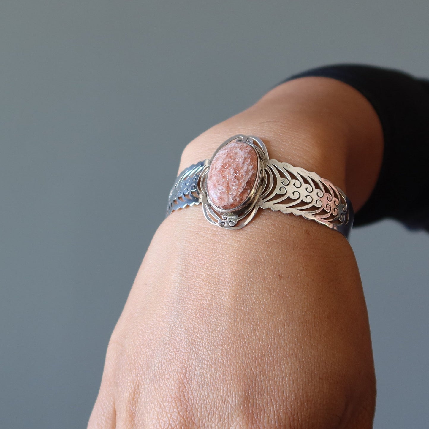 Sunstone Bracelet Cuff Embrace the Sun Sterling Silver