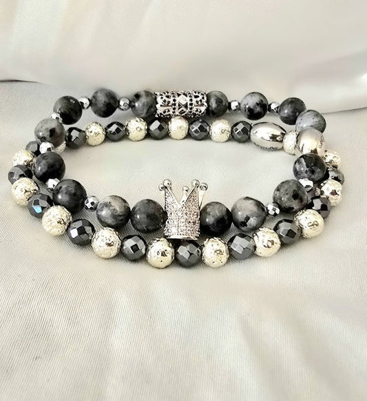 The " Silver" Larvikite Crown Set