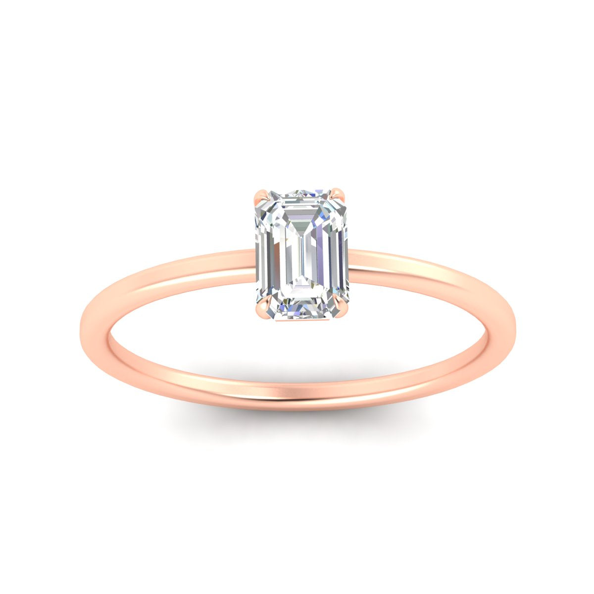 Emerald Cut Thin Shank Classic Solitaire Engagement Ring