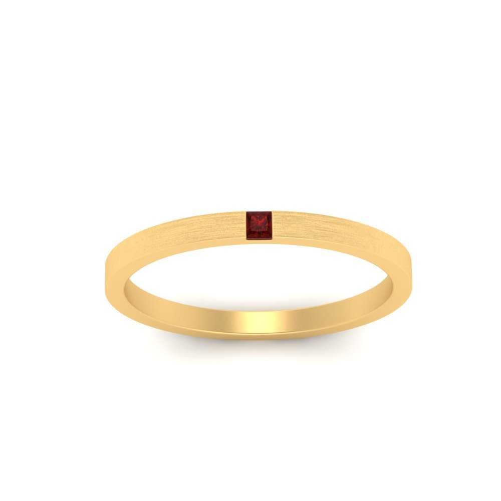 Thin Princess Cut Mens Band Ring