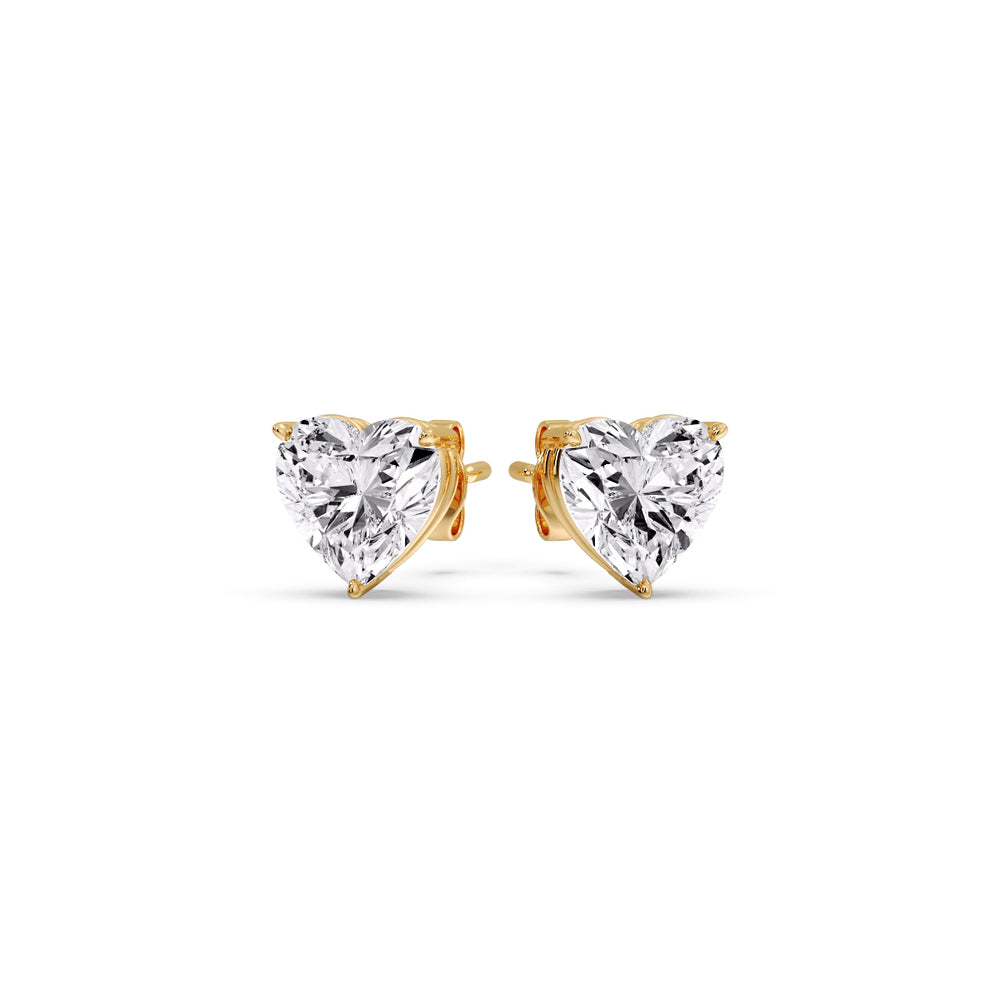Heart Shaped 3 Prong Basket Stud Earring