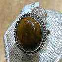 Tiger Eye Ring Size 8 "Roped Circle"