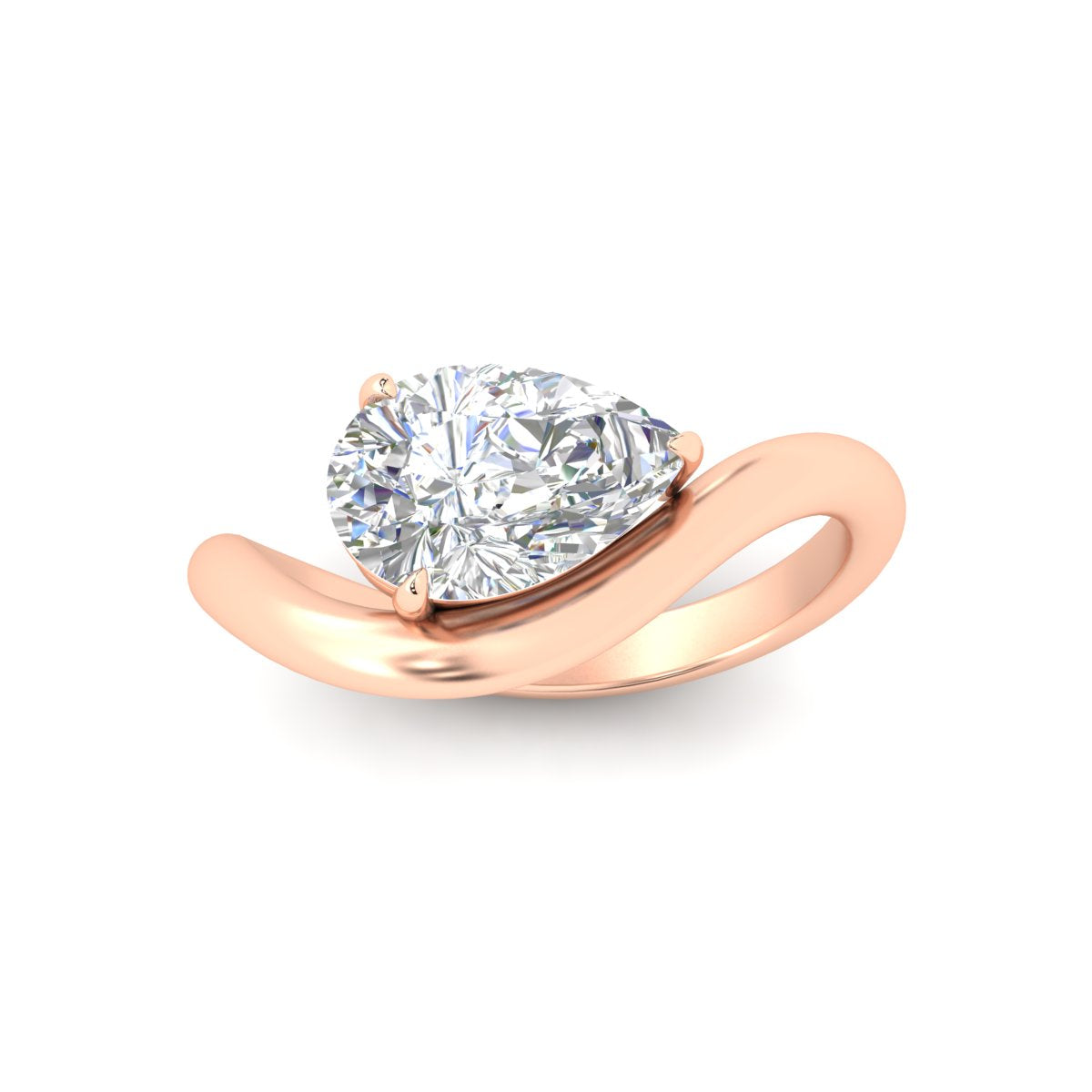 Pear Shaped Curve Shank Solitaire Diamond Ring