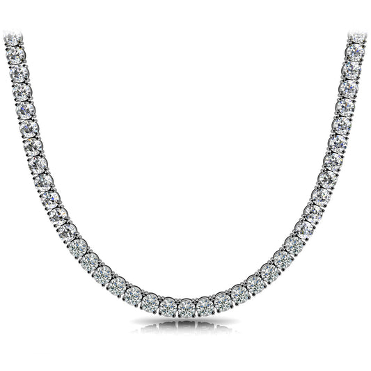 18K White Gold Diamond Tennis Necklace, 10ct