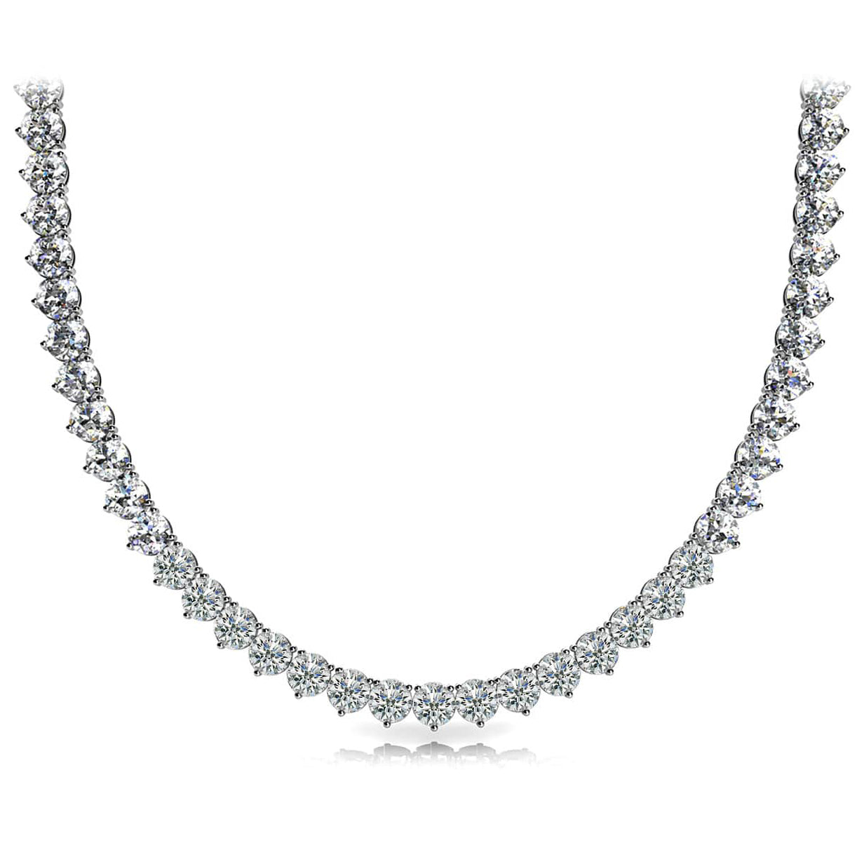 18K White Gold Diamond Tennis Necklace