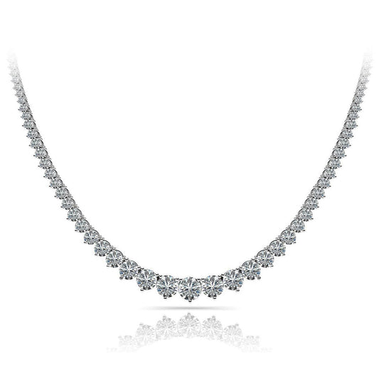 14K White Gold Diamond Tennis Necklace, 7ct