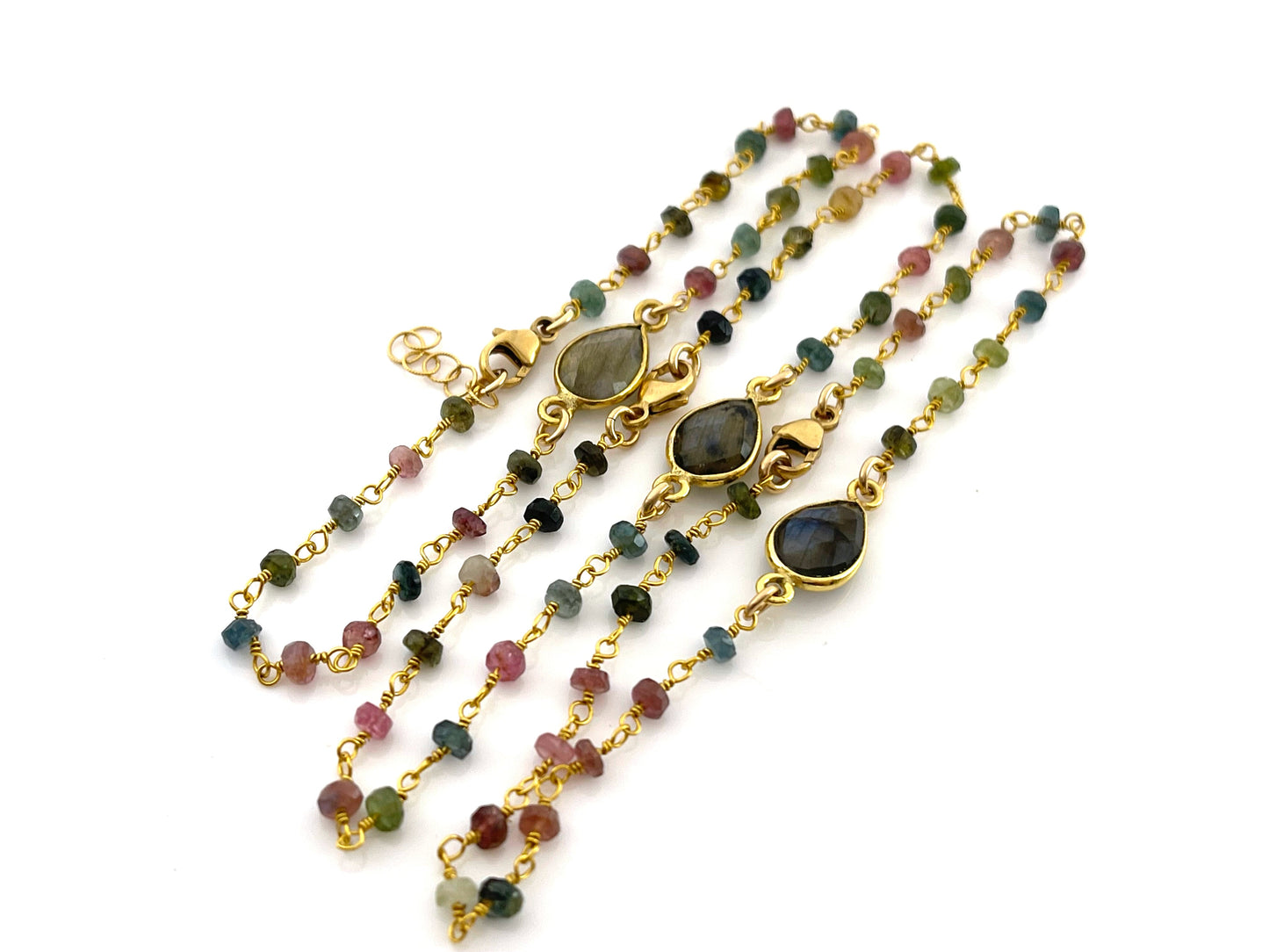 Labradorite and Tourmaline Gold Bracelet