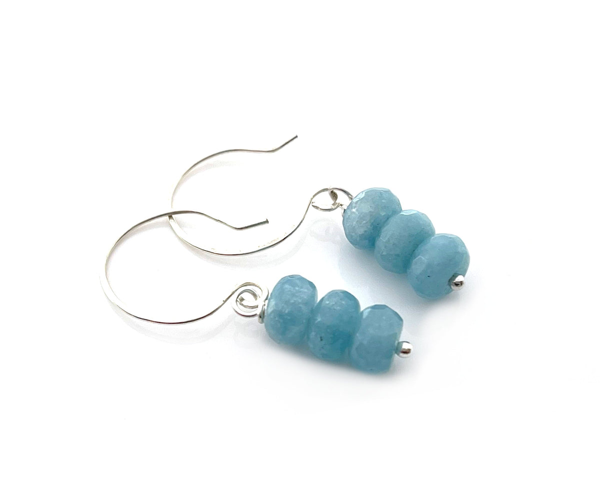 Sky Blue Jade Gemstone Sterling Silver Earrings