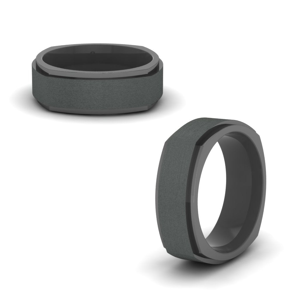 Two Tone Brushed Mens Wedding Ring