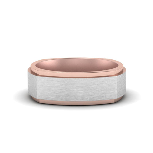 Two Tone Brushed Mens Wedding Ring