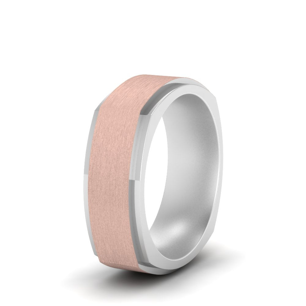 Two Tone Brushed Mens Wedding Ring