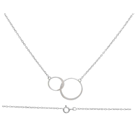Two Circle Interlocking Link Sterling Silver Necklace - Mother and Child Jewelry