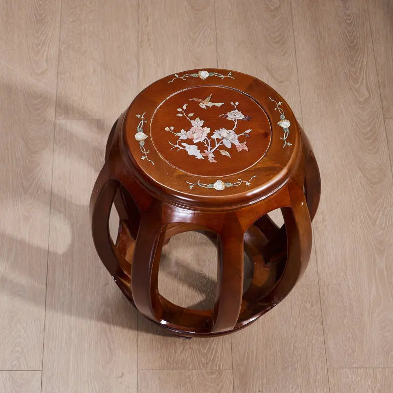 Solid Rosewood Drum Stool – Traditional Chinese Round Seat for Tea Room, Guzheng & Living Room