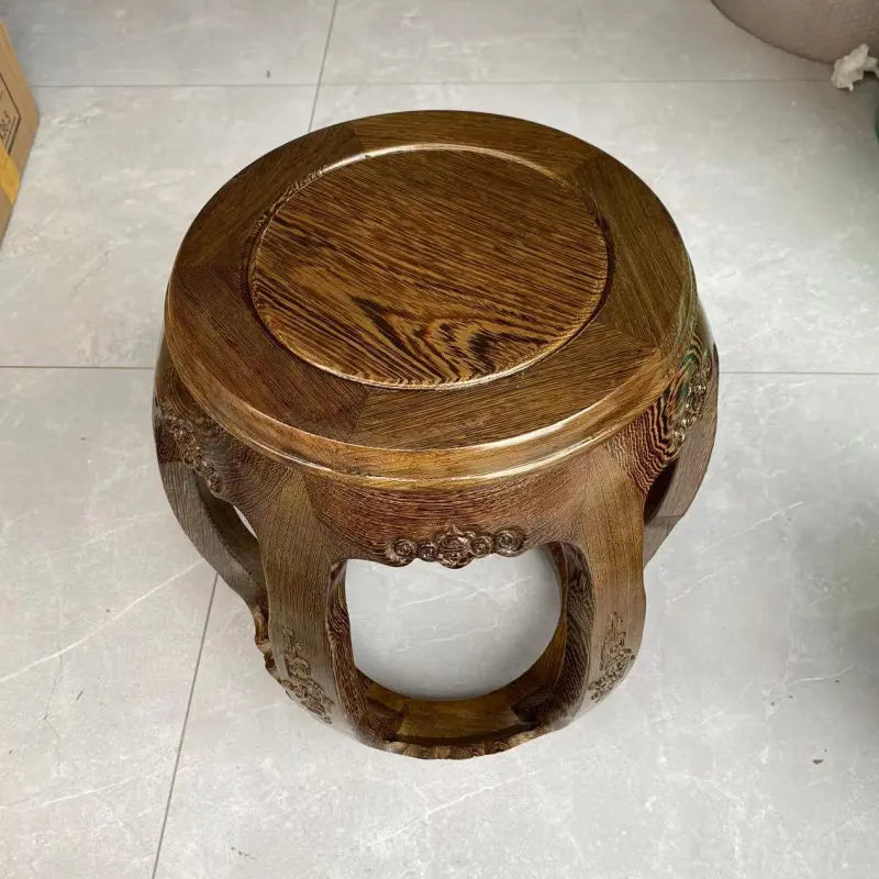 Solid Rosewood Drum Stool – Traditional Chinese Round Seat for Tea Room, Guzheng & Living Room