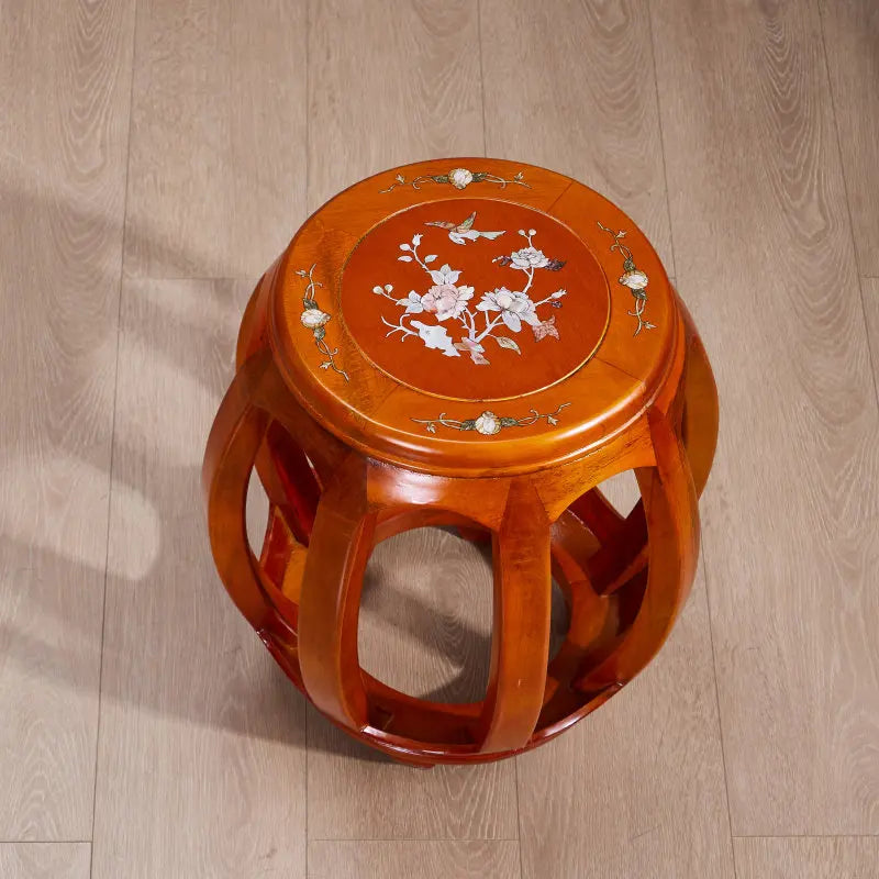 Solid Rosewood Drum Stool – Traditional Chinese Round Seat for Tea Room, Guzheng & Living Room