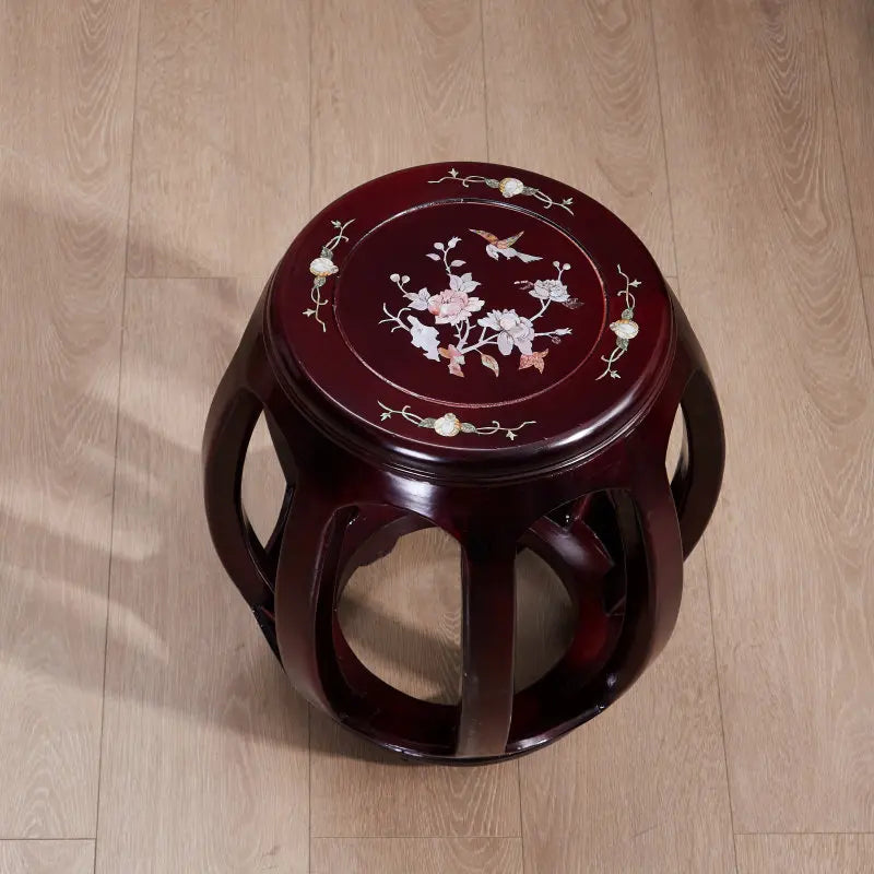 Solid Rosewood Drum Stool – Traditional Chinese Round Seat for Tea Room, Guzheng & Living Room
