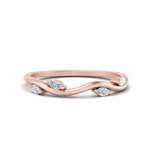 Vine Marquise Simple Wedding Band