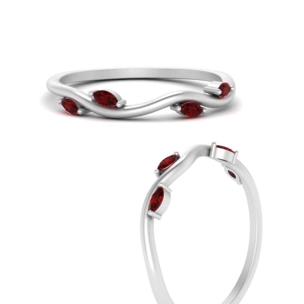 Vine Marquise Simple Wedding Band