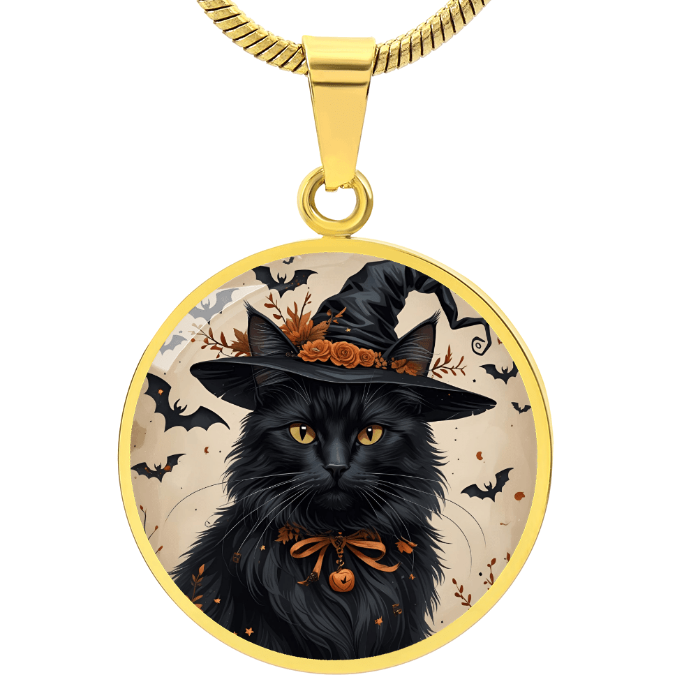 Vintage Black Cat Halloween Necklace
