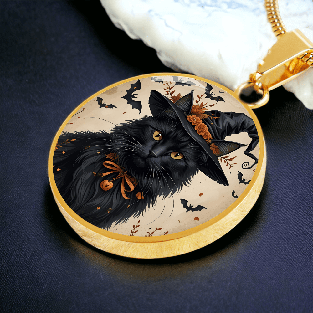 Vintage Black Cat Halloween Necklace